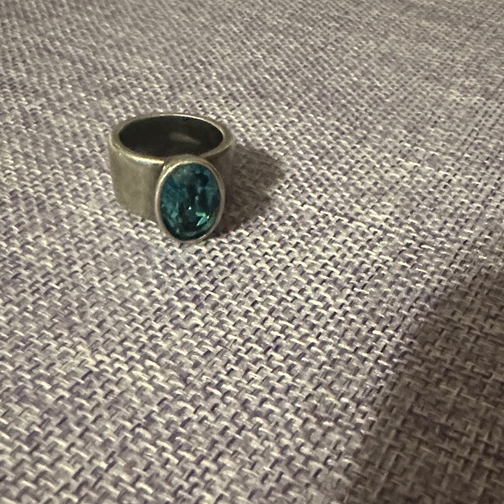 Touchstone Crystal Silver Ring with Teal Gem